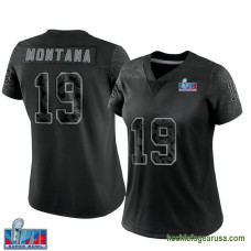Womens Kansas City Chiefs Joe Montana Black Authentic Reflective Super Bowl Lvii Patch Kcc216 Jersey C2117